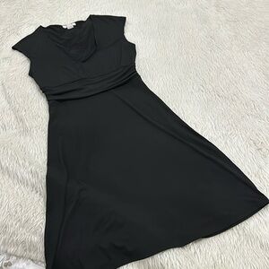 London times black slinky travel non wrinkle dress size 8